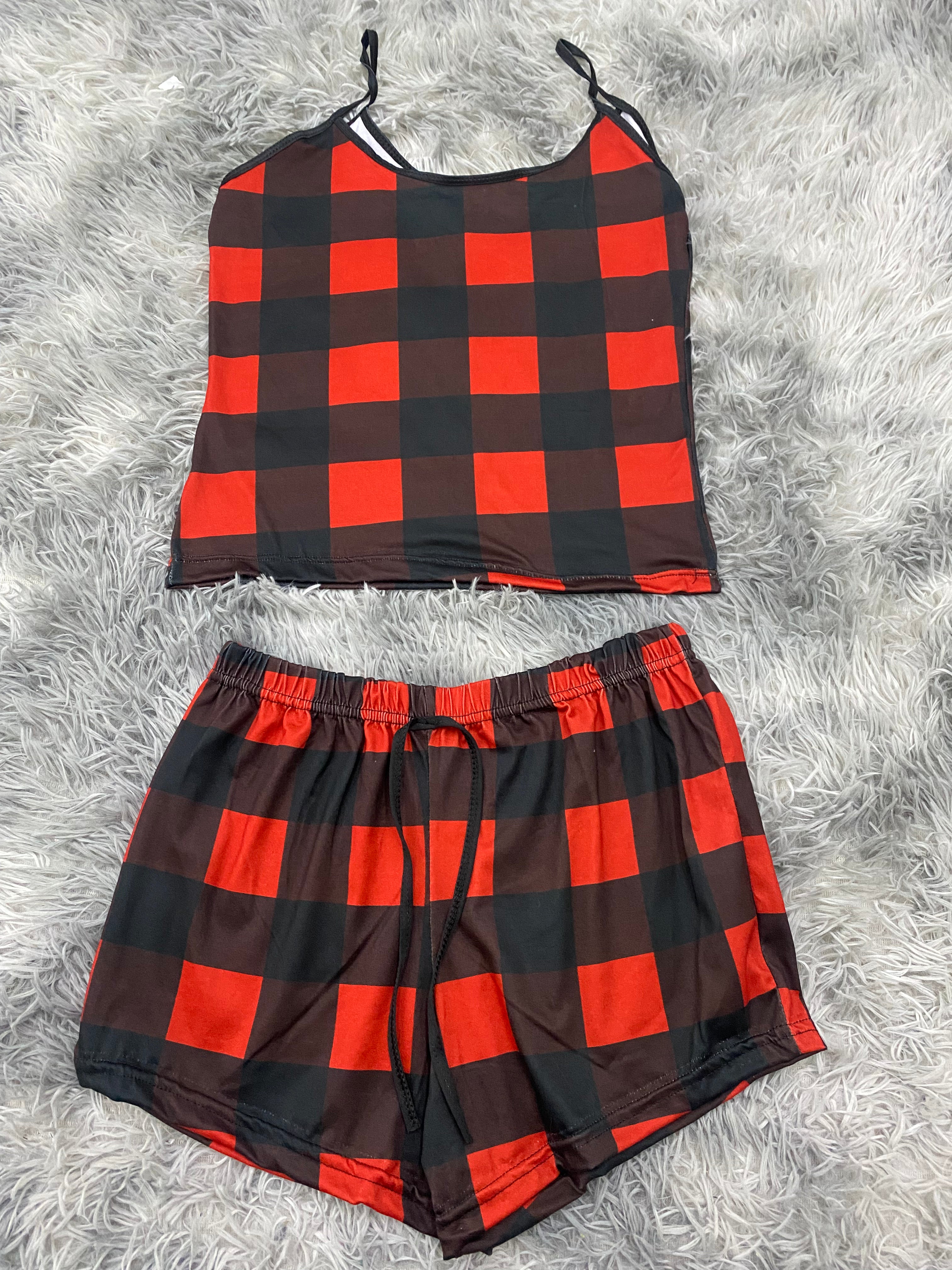 Cuadros Rojos Blusa Con Short