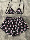 Hello Kitty Fondo Negro Y Sombra Top Con Short Brush