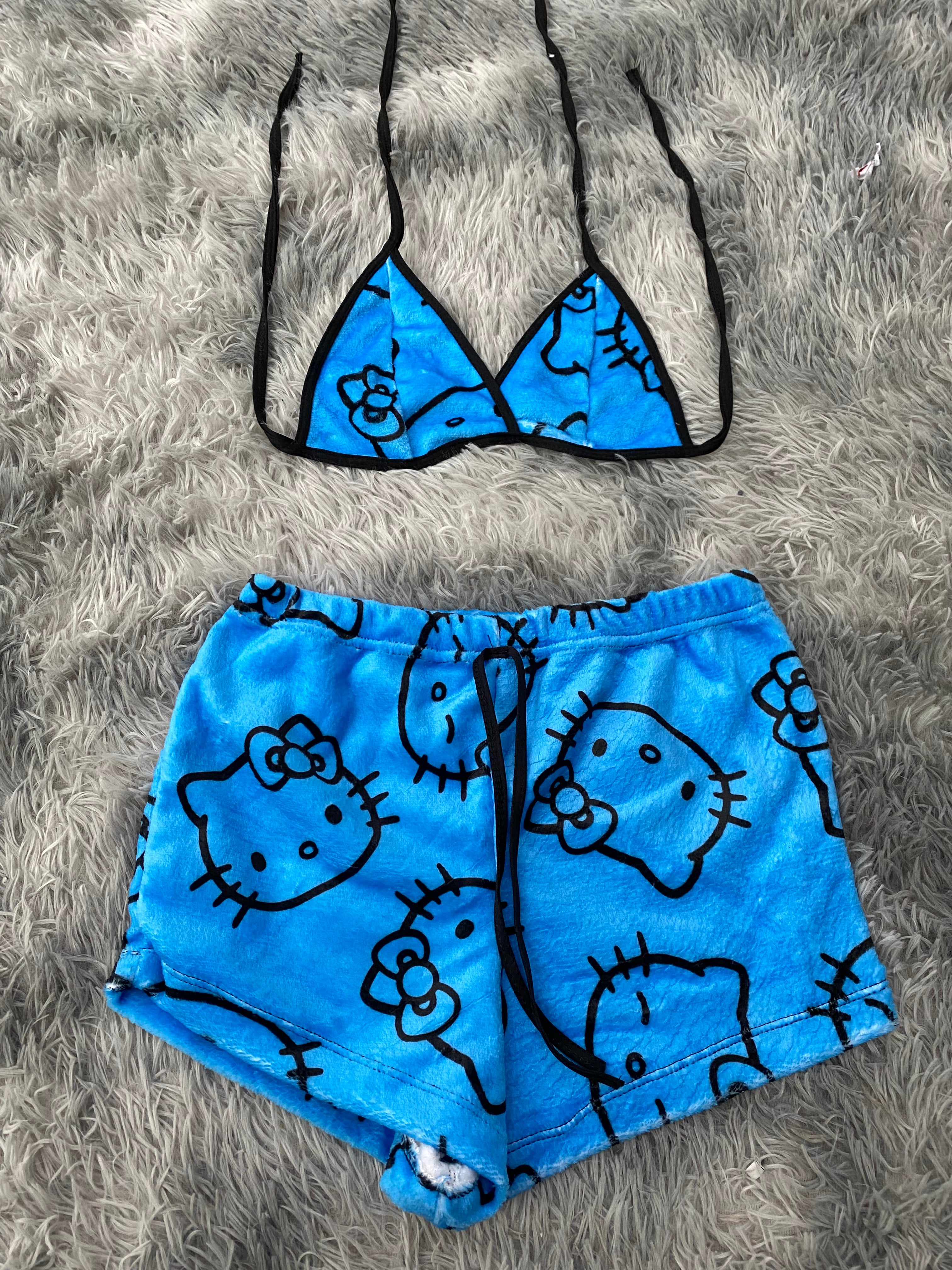 Hello Kitty Azul Top Con Short Afelpado