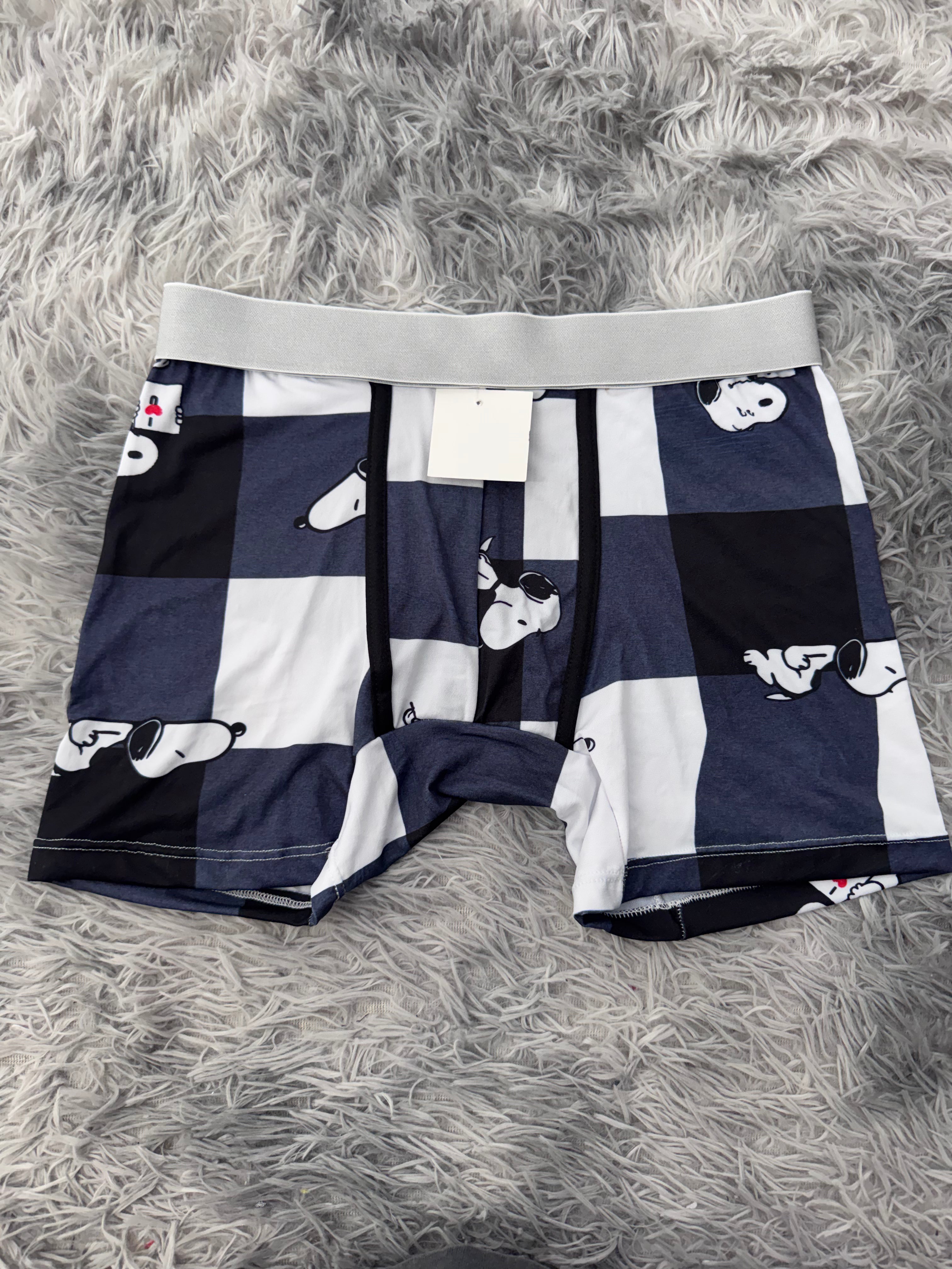 Snoopy Cuadros Negros Y Blancos Boxer Hombre Unitalla