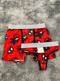 Spiderman Telaraña Negra Fondo Rojo Duo Unitalla Con Tanga