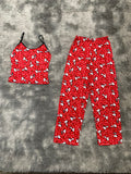 Snoopy Corazones Fondo Rojo Blusa Con Pantalón
