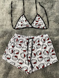 Hello Kitty Caras Fondo Blanco Top Con Short Brush