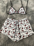 Hello Kitty Caras Fondo Blanco Top Con Short Afelpado