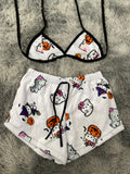 Hello kitty halloween fondo blanco top con short unitalla de afelpado
