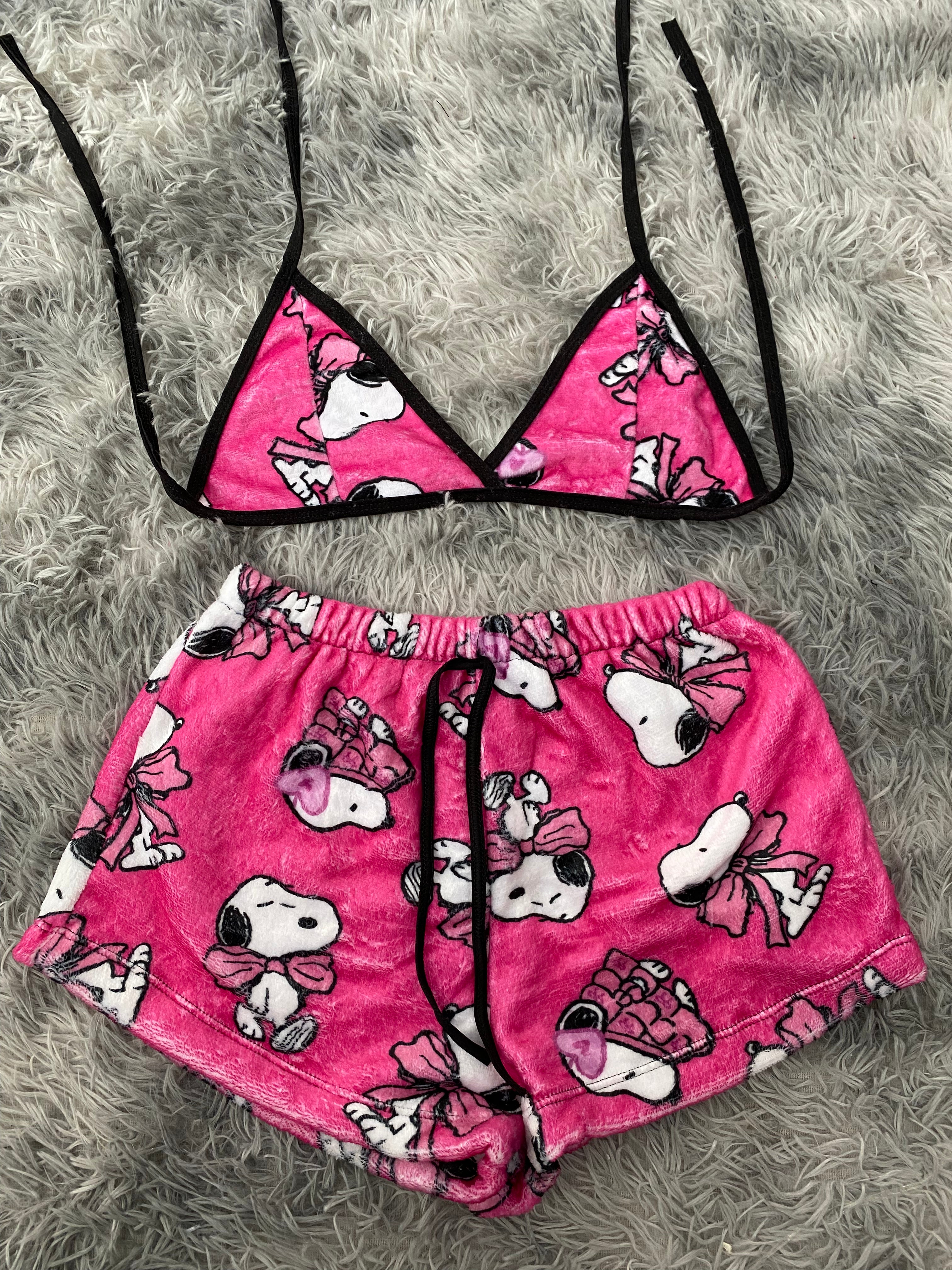 Snoopy Rosa Top Con Short Afelpado