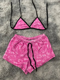 Hello Kitty Letras Blancas Fondo Rosa Top Con Short Afelpado