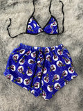 Hello kitty bruja fondo azul top con short unitalla de afelpado