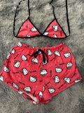 Hello Kitty Rosa Fuerte Top Con Short Afelpado