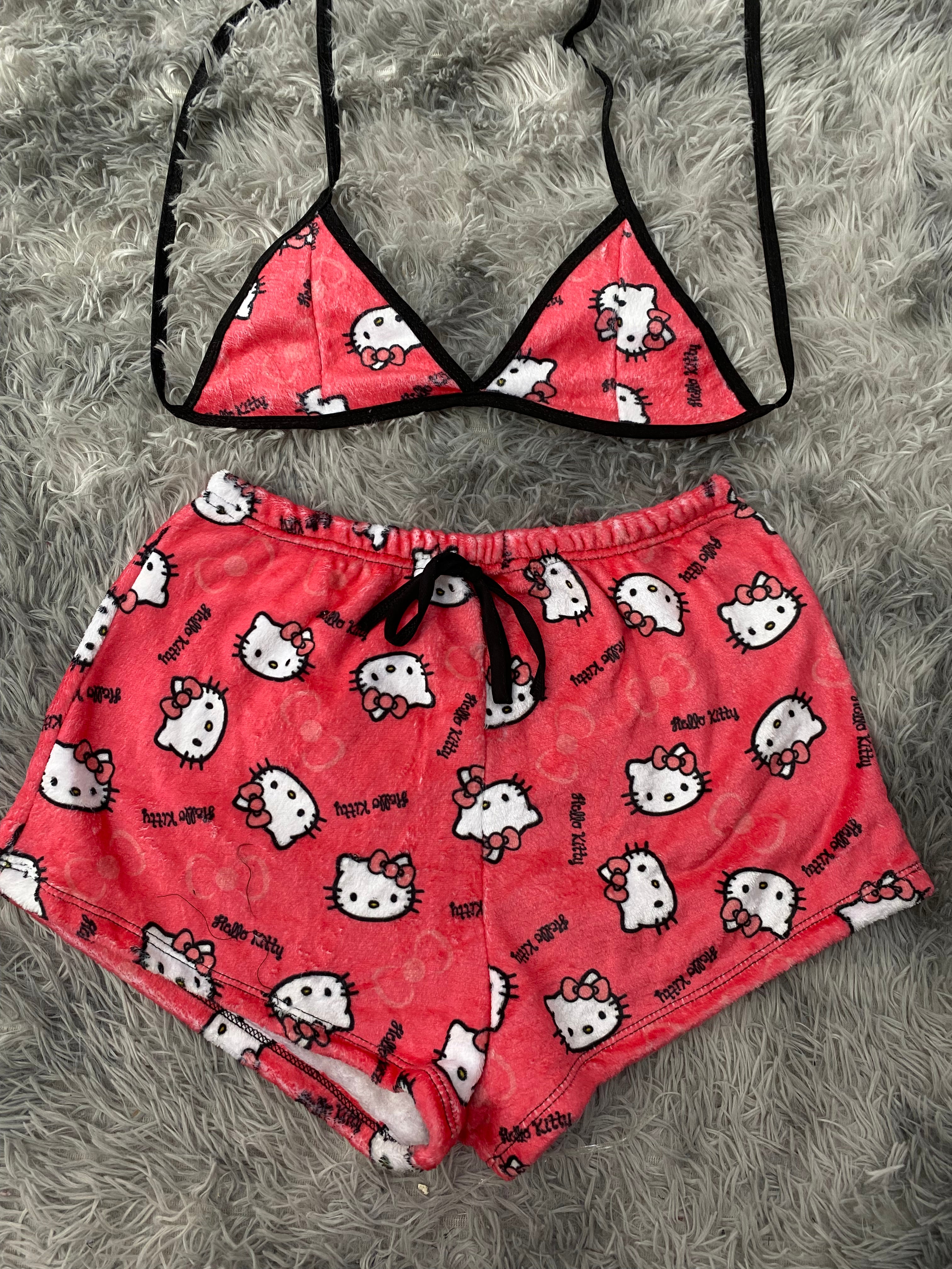 Hello Kitty Rosa Fuerte Top Con Short Afelpado