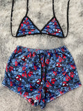 Spiderman Gris Y Arañas Top Con Short Afelpado