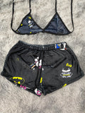 Hello Kitty Y Batman Fondo Negro Top Con Short Afelpado