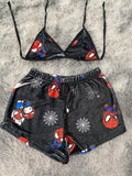 Spider Kitty Abrazo Fondo Negro Top Con Short Afelpado