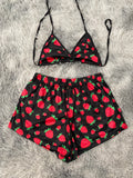 Fresas Fondo Negro Top Con Short Brush