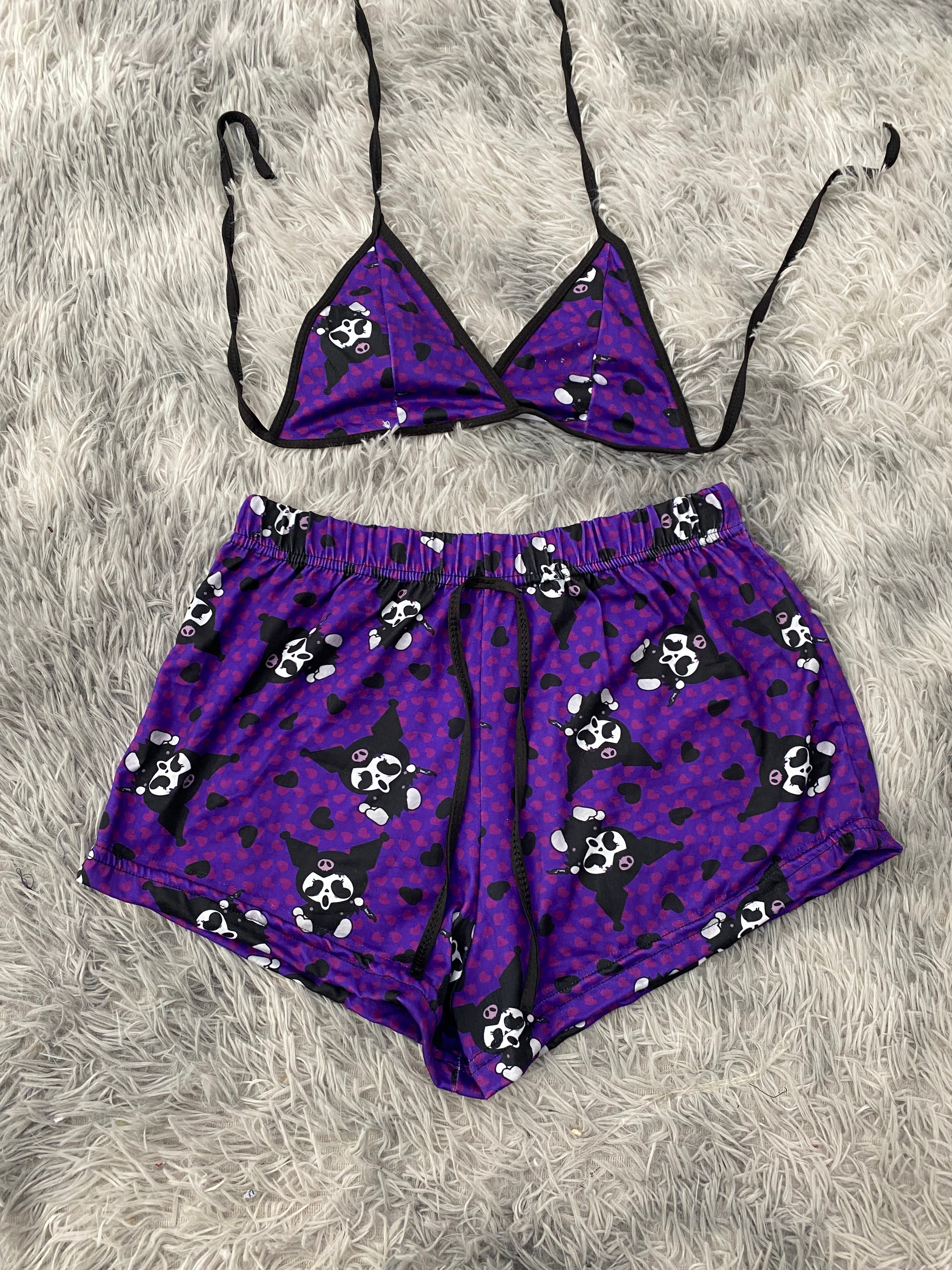 Kuromi scream fondo morado Top Con Short Unitalla De Brush