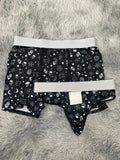 Gato negro y calaveras Dúo con tanga unitalla Xl