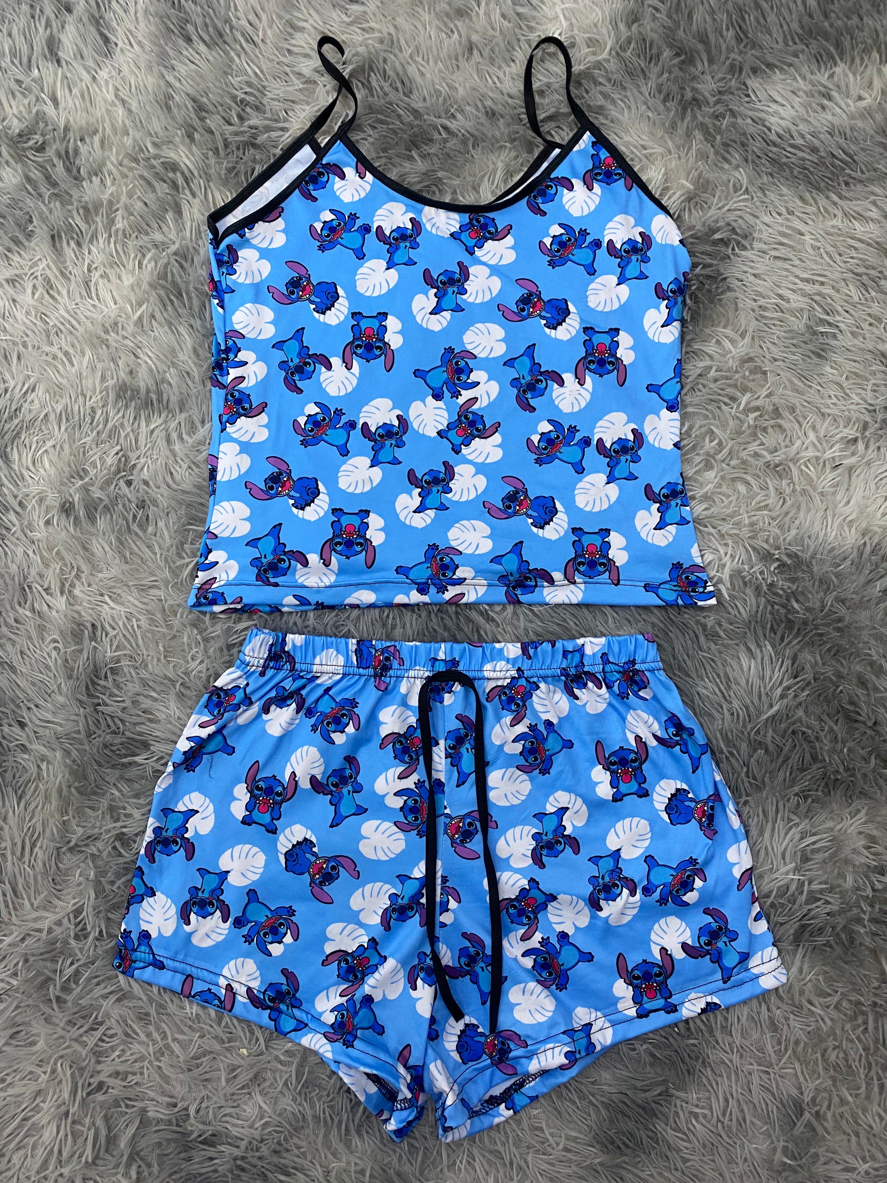 Stitch Flores Blusa Con Short