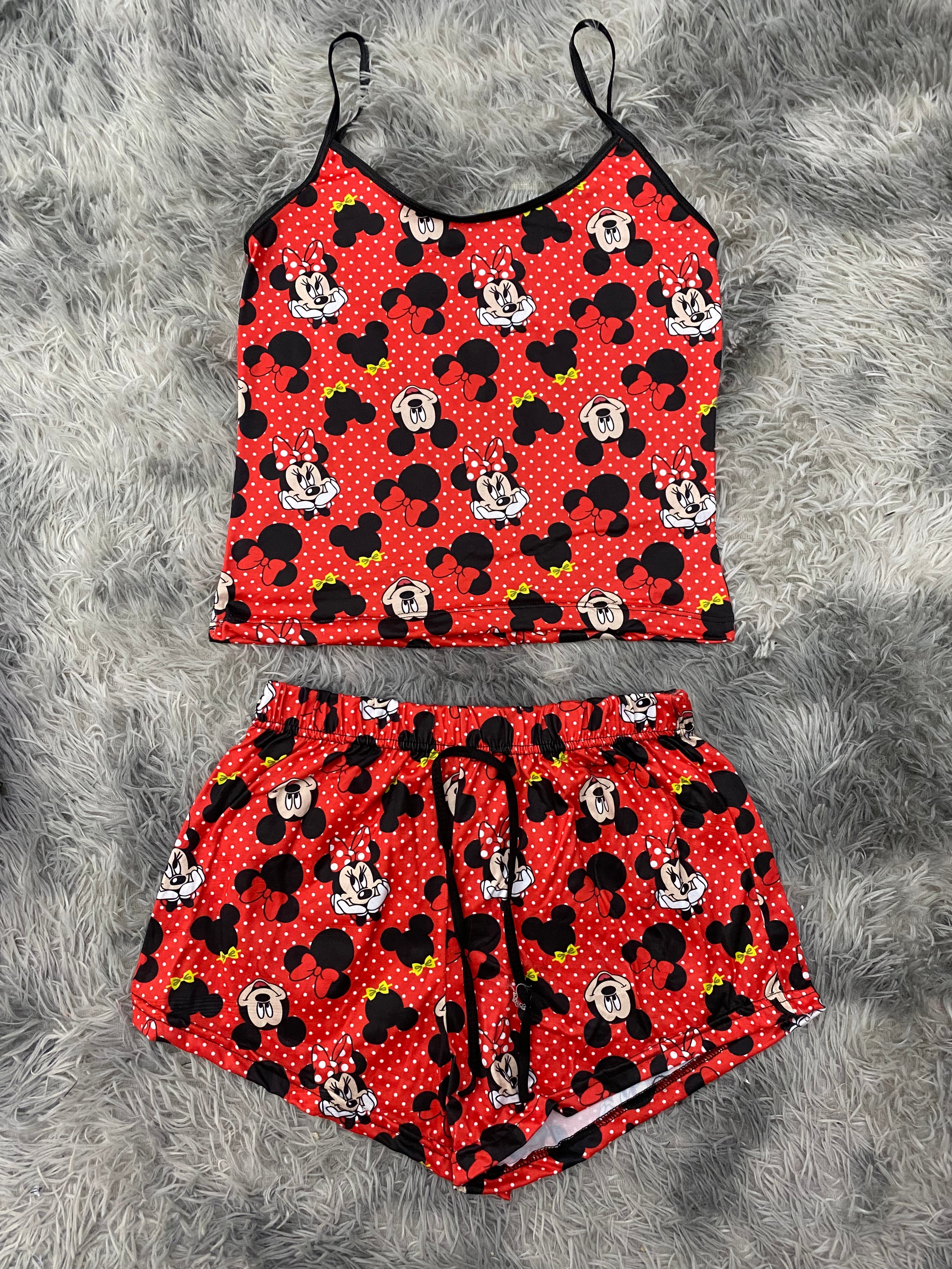 Mickey Mouse Y Minnie Mouse Puntos Blusa Con Short