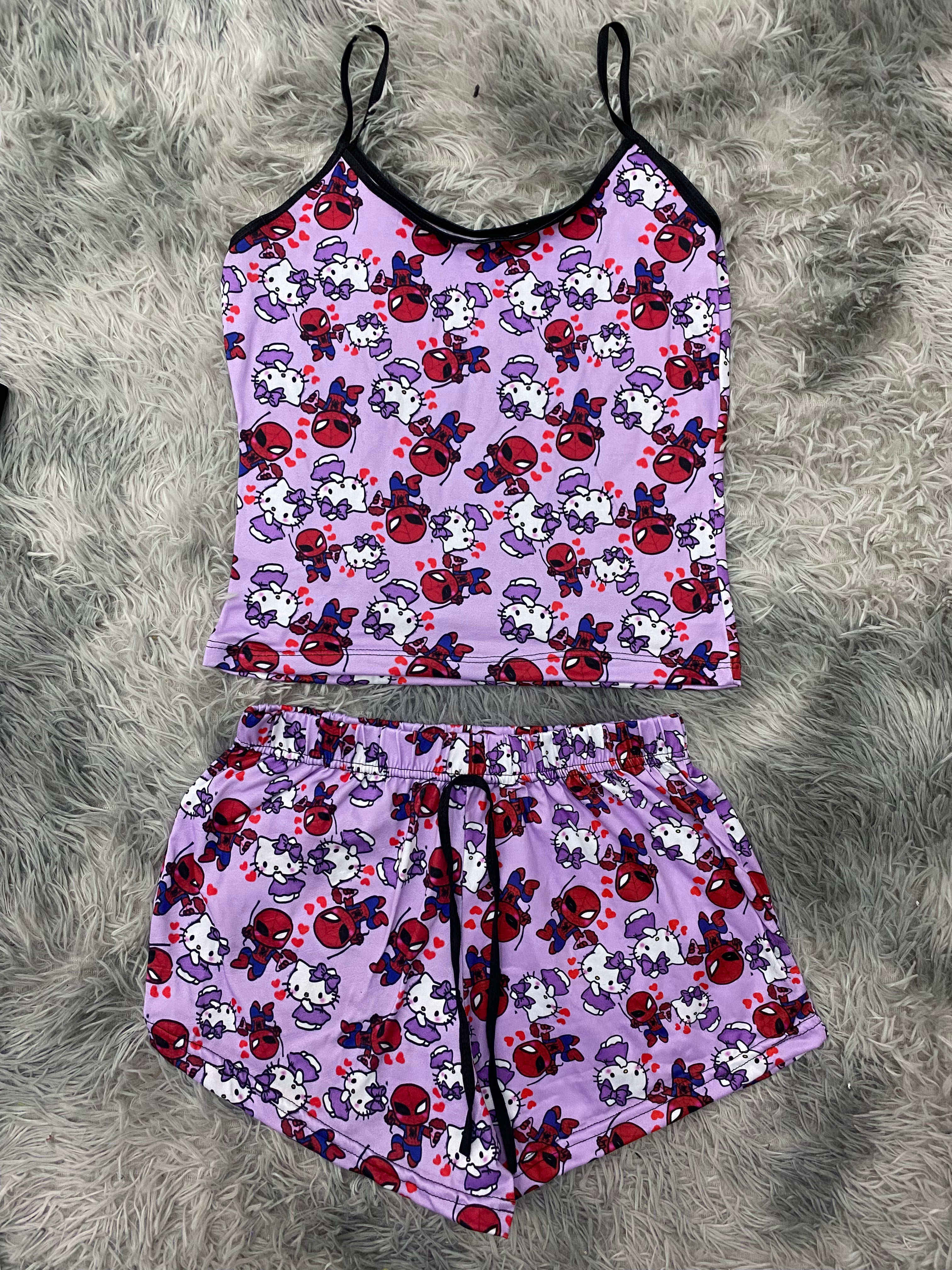 Spider Kitty Morado Blusa Con Short