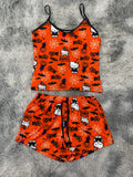Hello Kitty Halloween fondo naranja Blusa Con Short