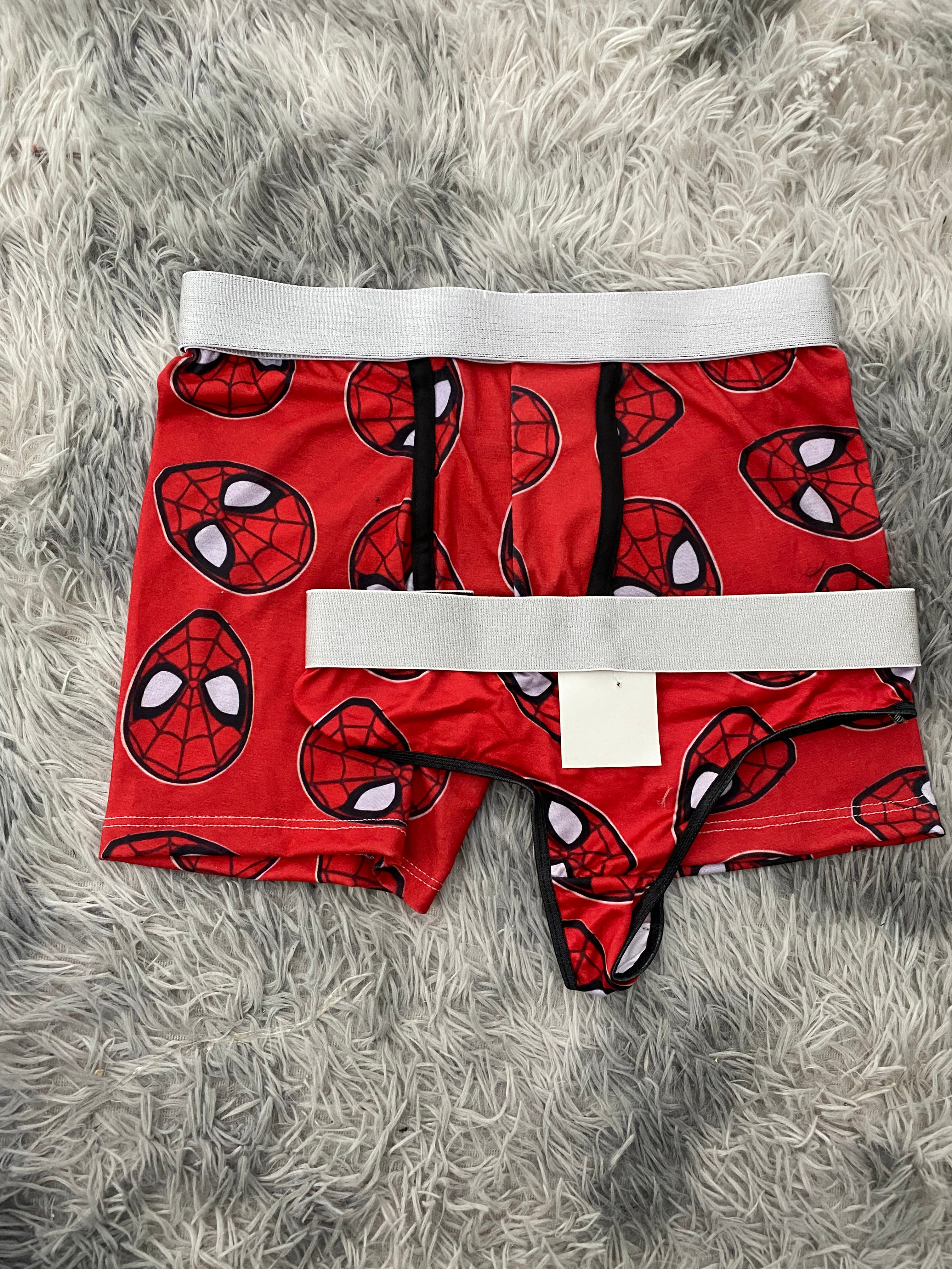 Spiderman Caras Fondo Rojo Duo Unitalla Con Tanga