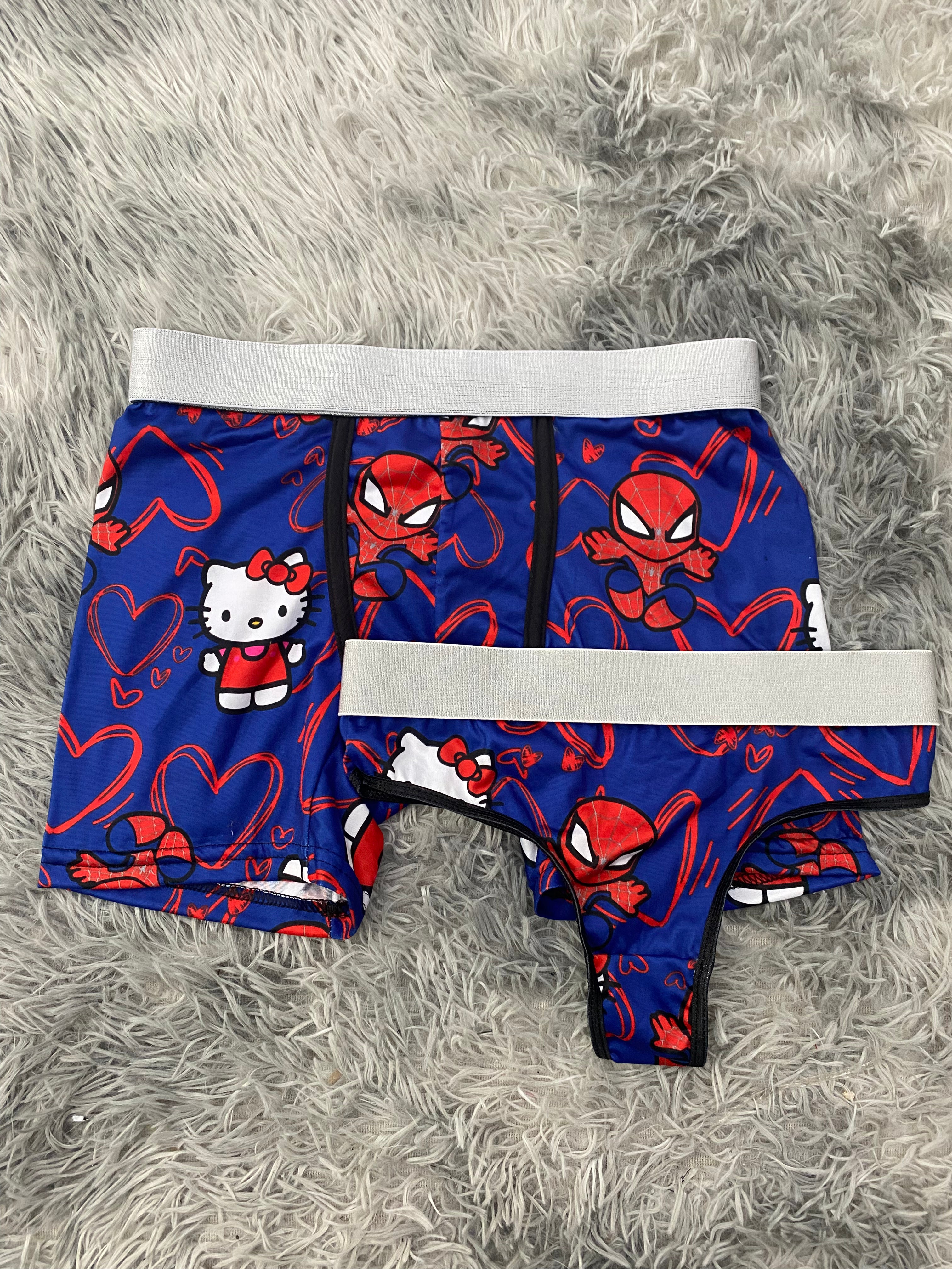 Spider Kitty Corazones Fondo Azul Duo Unitalla Con Tanga
