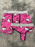 Hello Kitty Moños Fondo Rosa Duo Unitalla Con Tanga