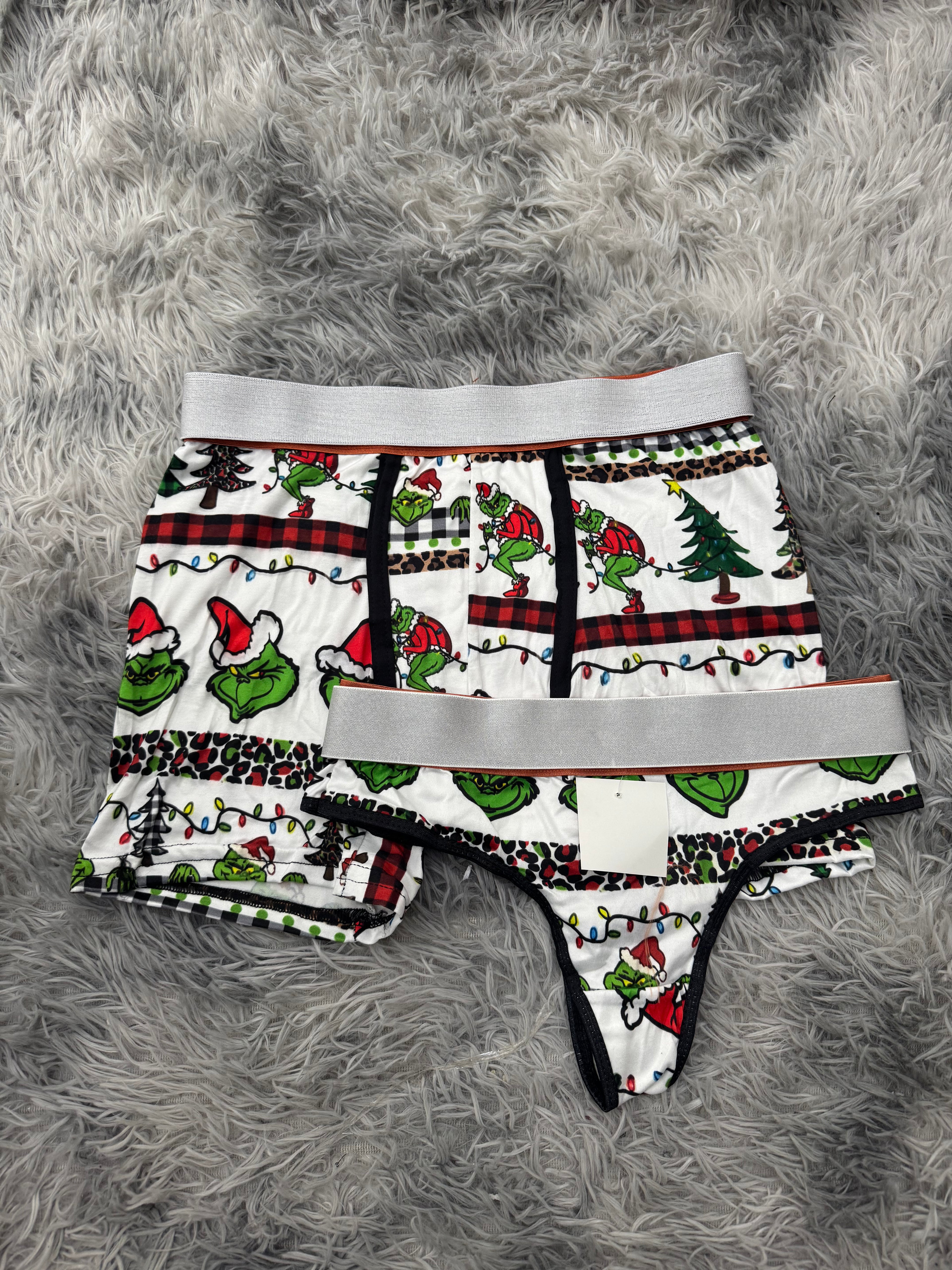 Grinch y luces de navidad blanco Duo Unitalla Con Tanga