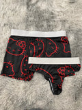 Hello Kitty Contornos Rojos Fondo Negro Duo Unitalla Con Tanga