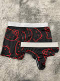 Hello Kitty Contornos Rojos Fondo Negro Duo XL Con Tanga