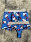 Hello Kitty Puntos Blancos Fondo Azul Duo Unitalla Con Tanga
