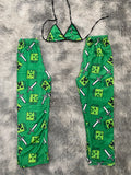 Minecraft Espadas Fondo Verde Duo De Pijama Afelpada