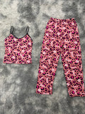 Juicy Couture Animal Print Rosa Blusa Con Pantalón