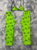 Grinch ojos fondo verde Pijama Afelpada