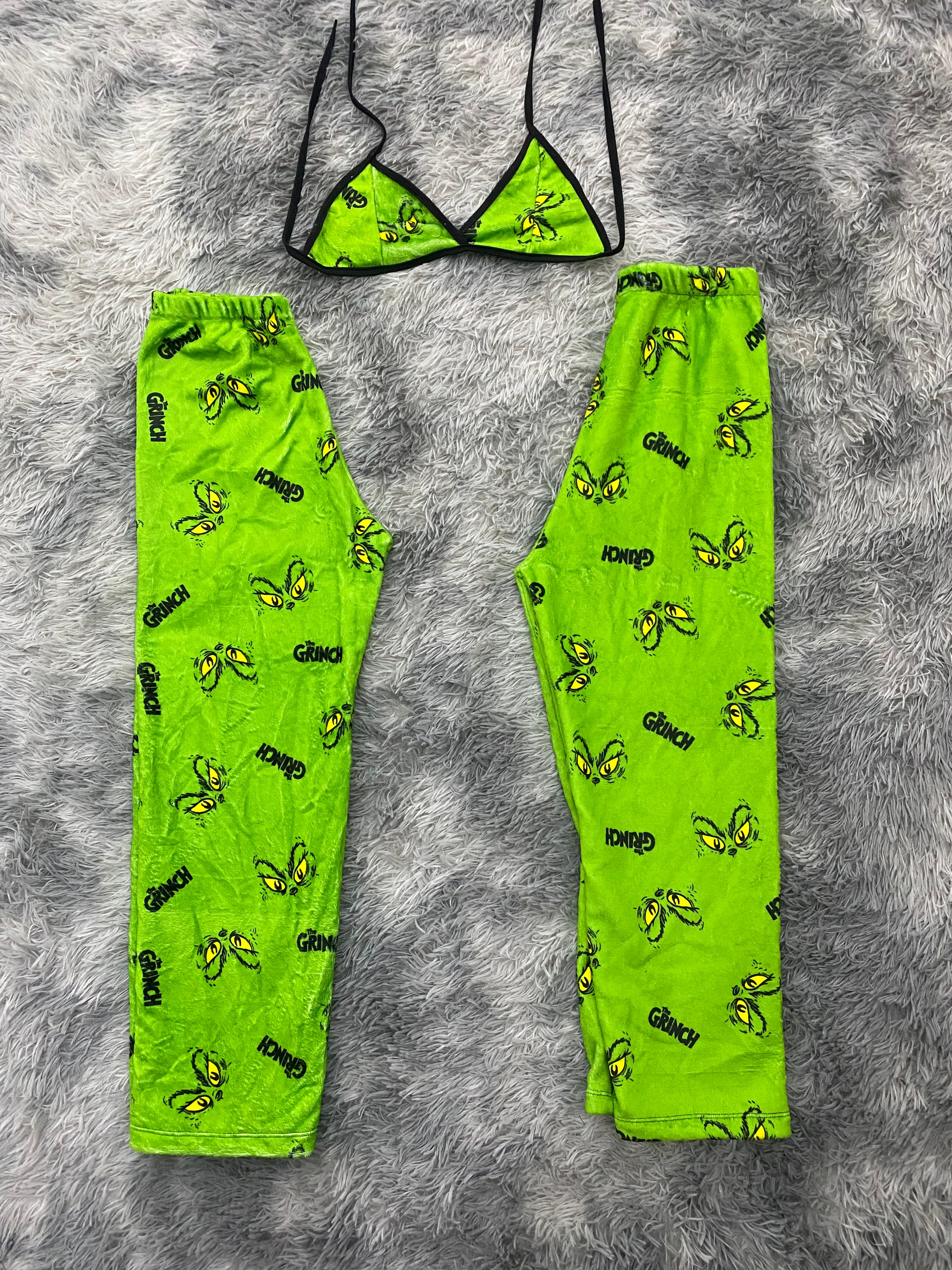 Grinch ojos fondo verde Pijama Afelpada