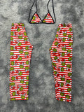 Grinch líneas chicas rojas y blancas Pijama Afelpada