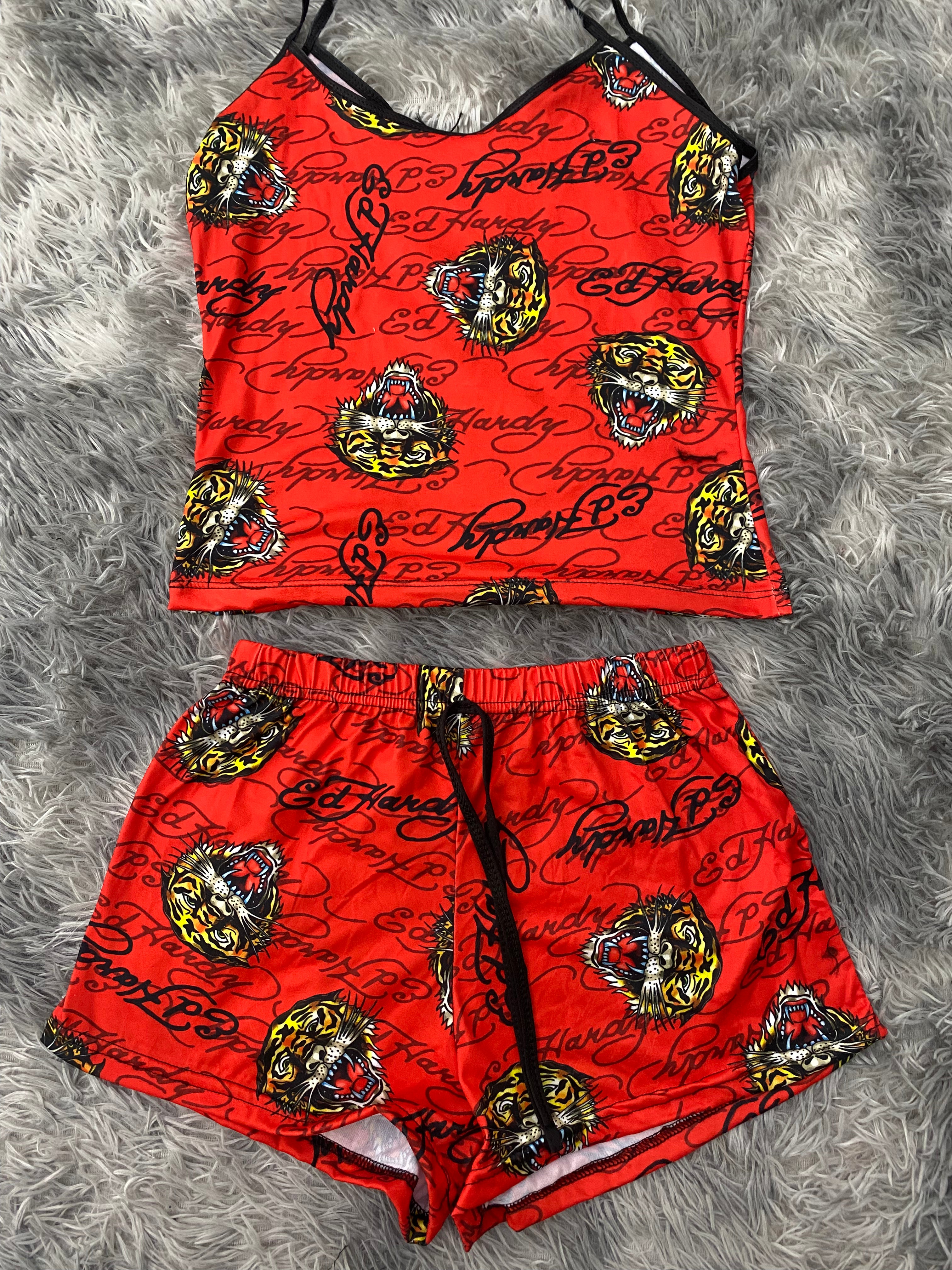 Ed Hardy Rojo Blusa Con Short