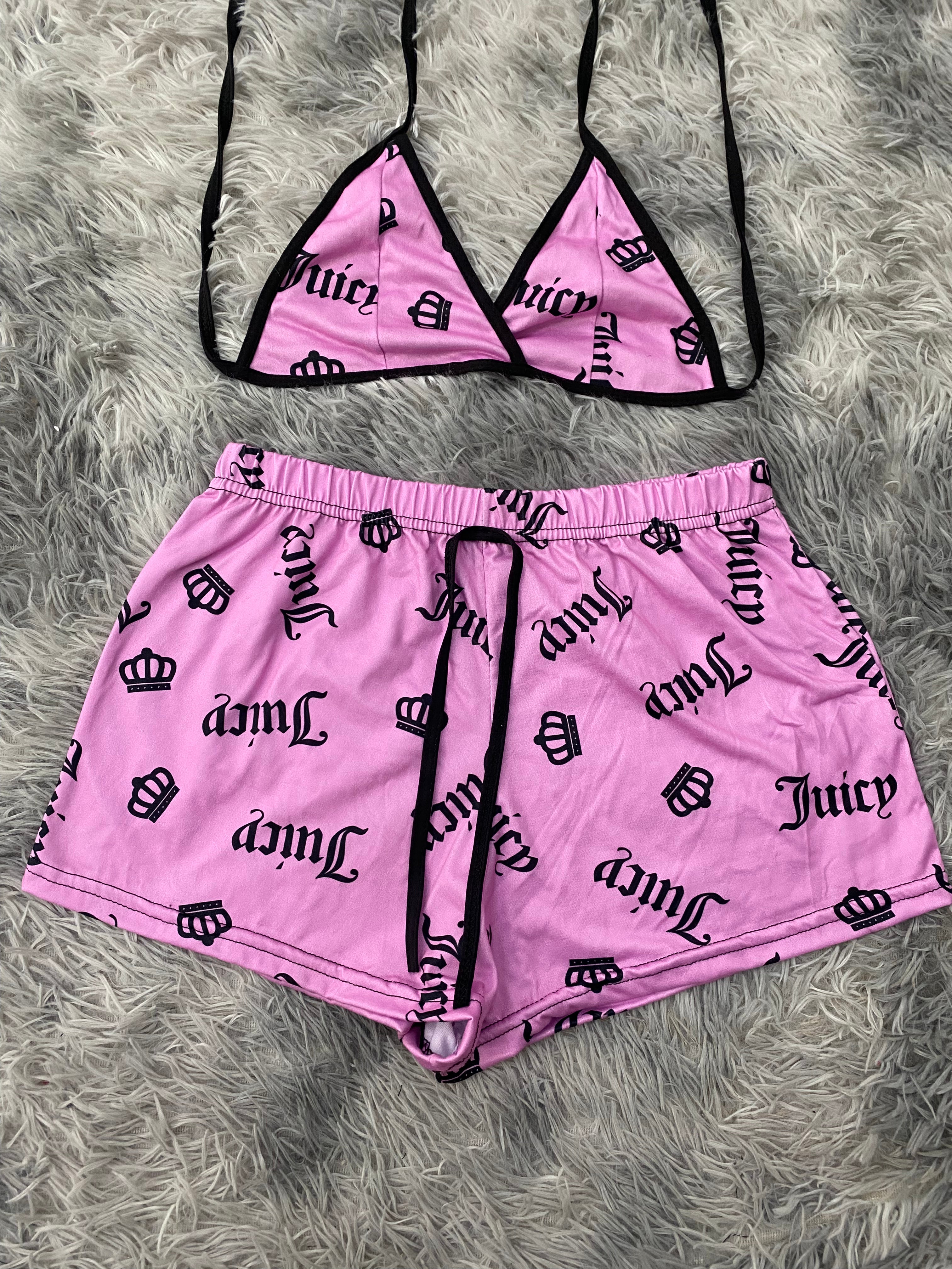 Juicy Coronas Fondo Rosa Top Con Short Brush