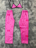 Hello Kitty Letras Goticas Fondo Rosa Duo De Pijama Afelpada