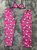 Hello Kitty Letras Negras Fondo Rosa Duo De Pijama Afelpada