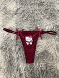 Hello Kitty Delgada Color Vino Tanga De Dama