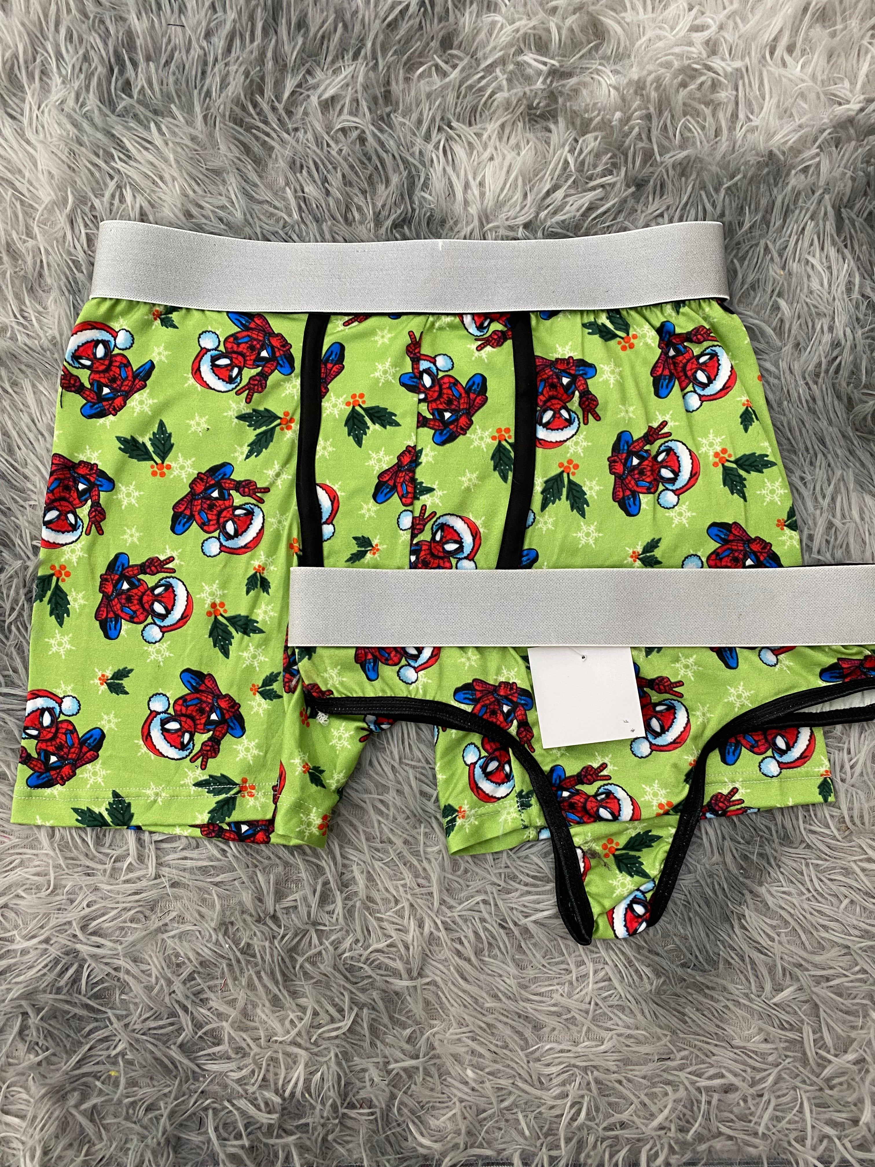 Spiderman navidad fondo verde Duo Unitalla Con Tanga