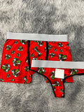 Grinch Hohoho fondo rojo Duo Con Tanga Xl