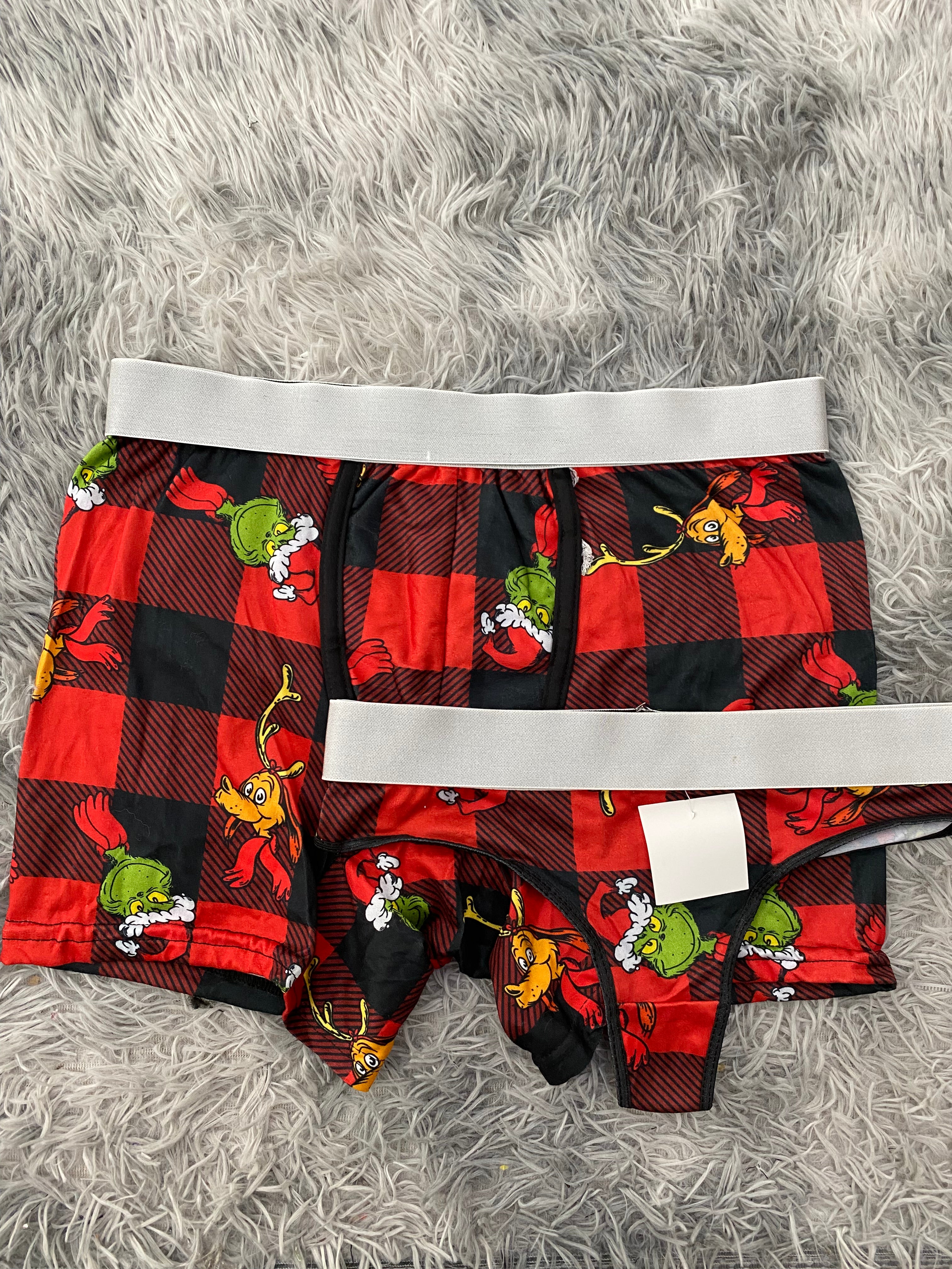 Grinch y Max cuadros rojos Duo Unitalla Con Tanga Xl