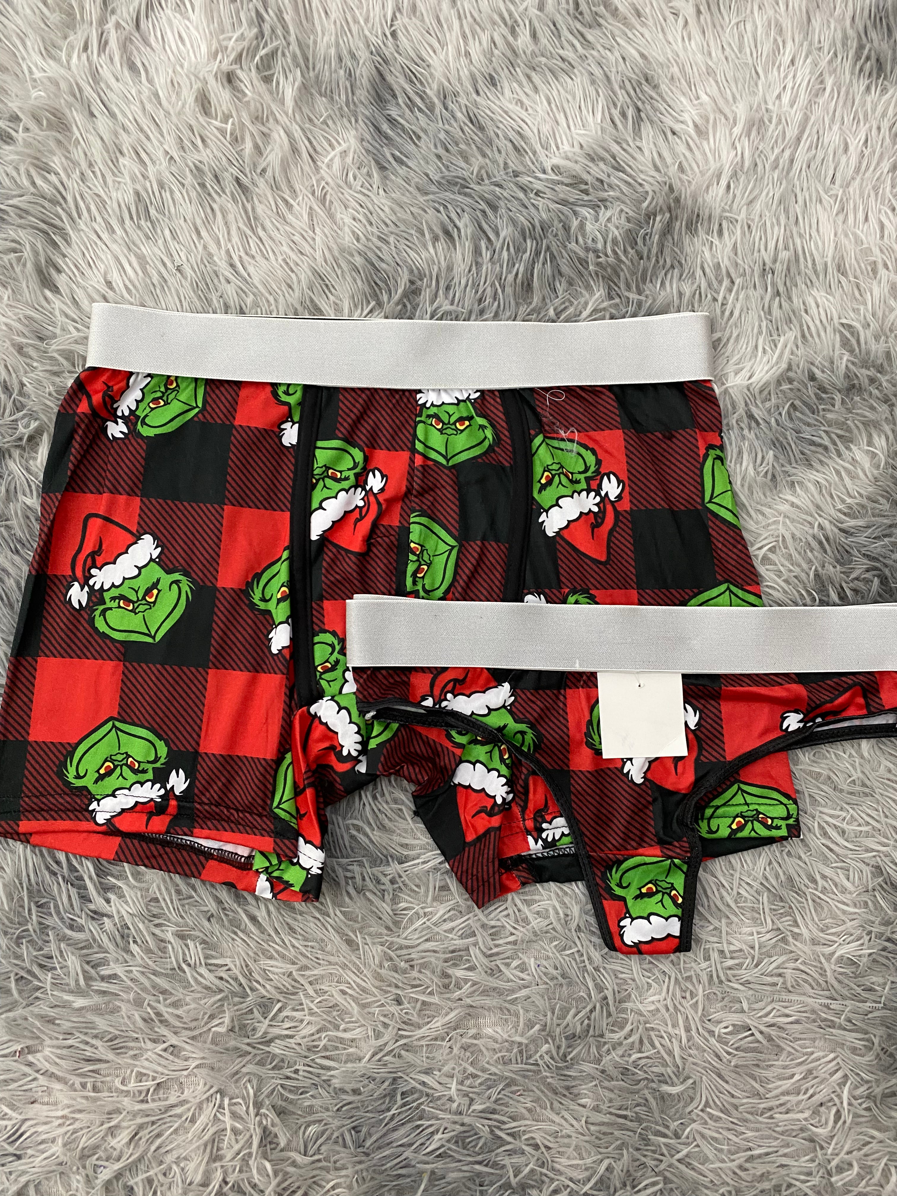 Grinch cuadros rojos Duo Unitalla Con Tanga Xl