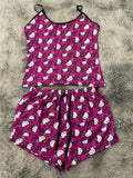 Hello Kitty Animal Print Morado Blusa Con Short