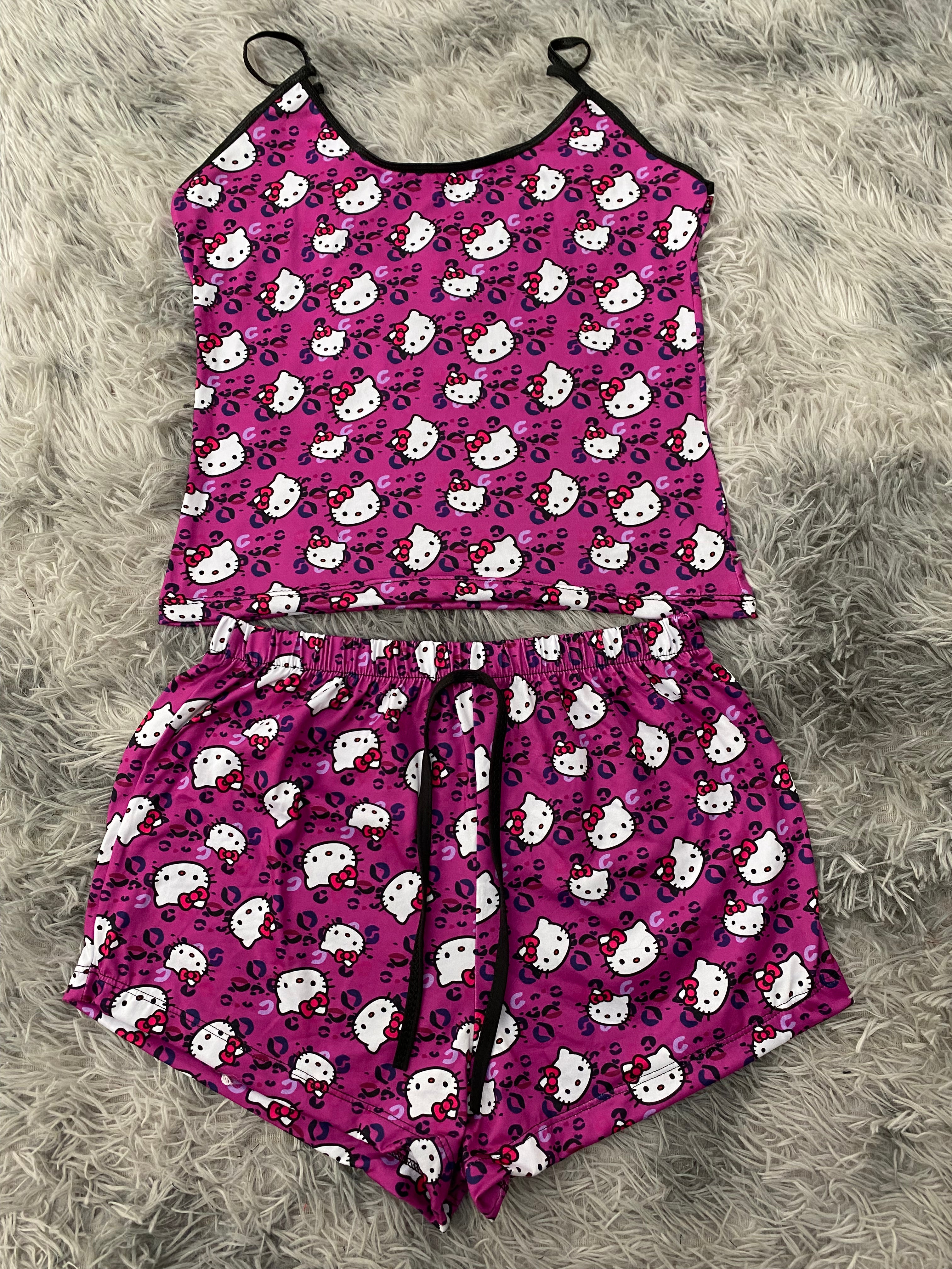 Hello Kitty Animal Print Morado Blusa Con Short