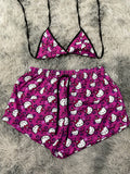 Hello Kitty Animal Print Morado Top Con Short Brush