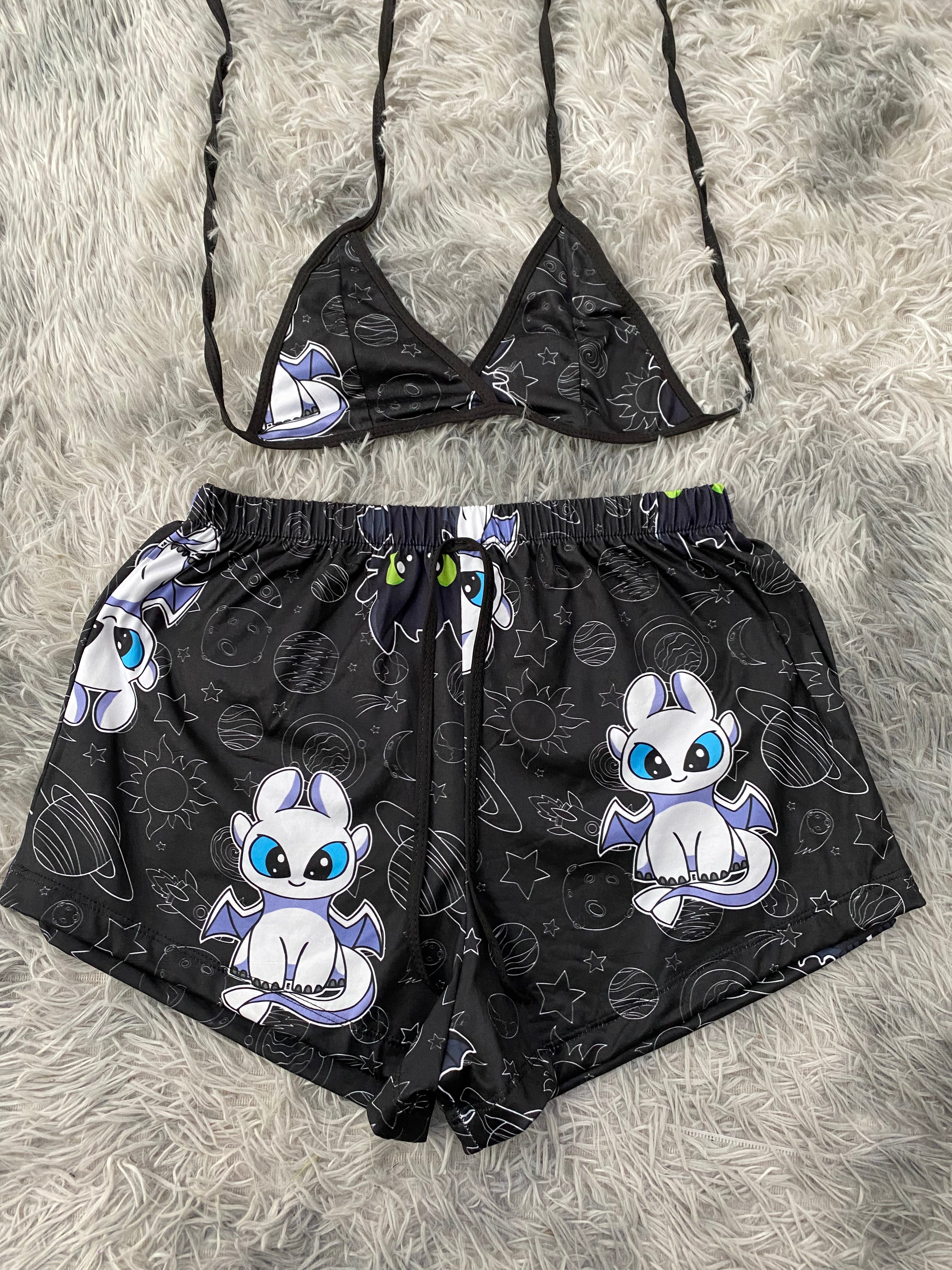Chimuelo Su Novia Fondo Negro Top Con Short Brush
