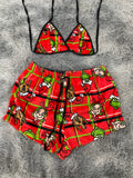 Grinch Personajes Cuadros Rojos Top Con Short Afelpado